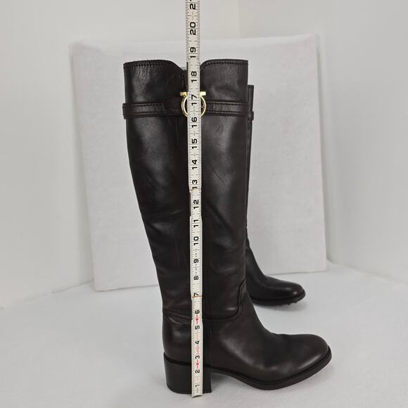 Salvatore Ferragamo Dark Brown Leather Riding Boots - Picture 9 of 16